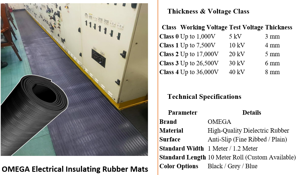 OMEGA Electrical Insulating Rubber Mats